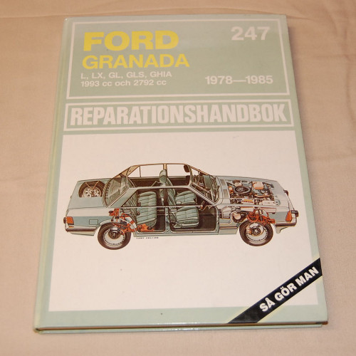 Reparationshandbok Ford Granada L, LX, GL, GLS, GHIA 1993 cc ja 2792 cc 1978-1985
